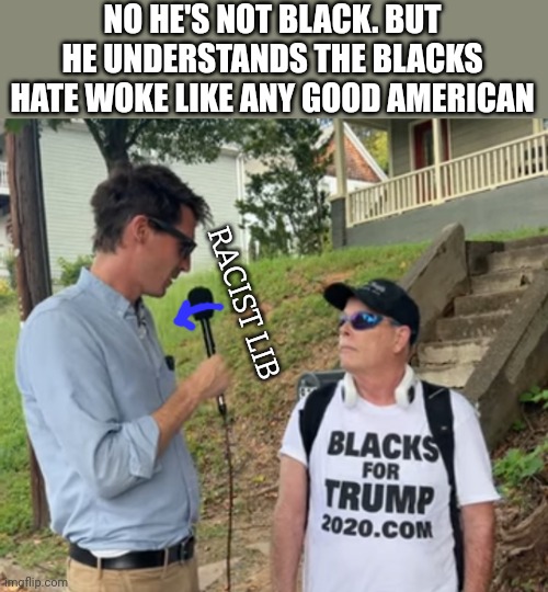 Evil libs dividing us | NO HE'S NOT BLACK. BUT HE UNDERSTANDS THE BLACKS HATE WOKE LIKE ANY GOOD AMERICAN; RACIST LIB | image tagged in evil,liberals | made w/ Imgflip meme maker