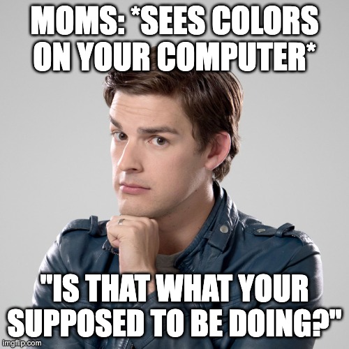 Yes, it is | MOMS: *SEES COLORS ON YOUR COMPUTER*; "IS THAT WHAT YOUR SUPPOSED TO BE DOING?" | image tagged in that's not just a theory,video games,moms,bruh moment | made w/ Imgflip meme maker