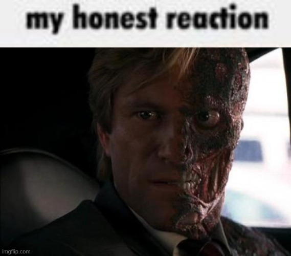 image tagged in my honest reaction,twoface | made w/ Imgflip meme maker