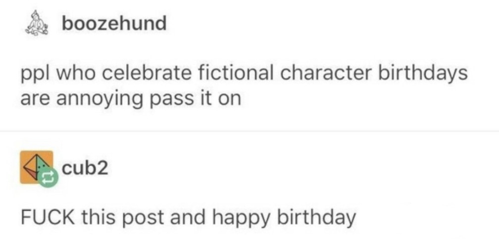 Fictional Character's Birthdays Blank Meme Template