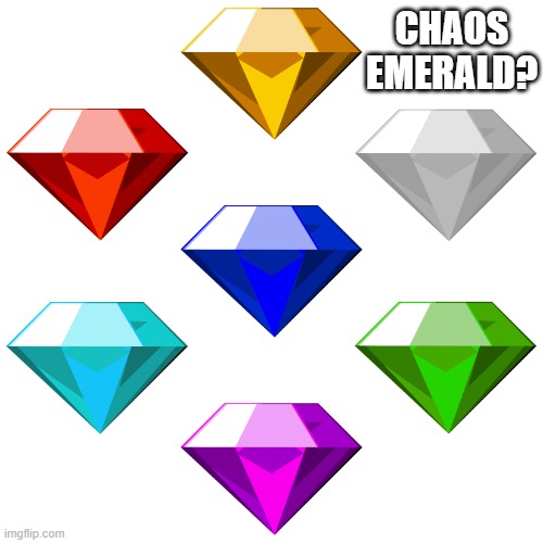 Chaos emeralds | CHAOS EMERALD? | image tagged in chaos emeralds | made w/ Imgflip meme maker