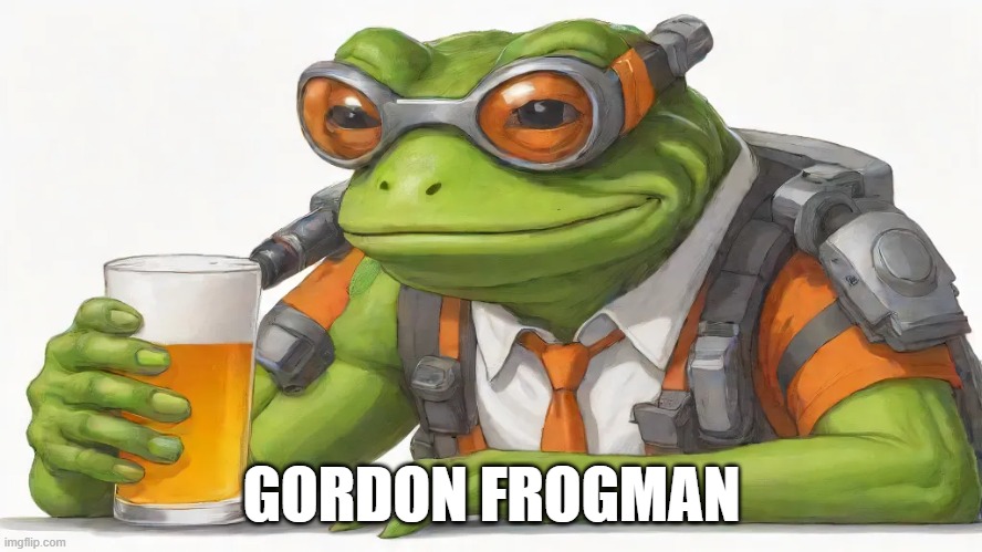 Gordon Frogman | GORDON FROGMAN | image tagged in gordon,frog,gordonfrogman,frogman | made w/ Imgflip meme maker