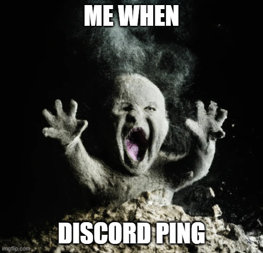 me when discord pings | ME WHEN; DISCORD PING | image tagged in funny memes,funny,ash baby | made w/ Imgflip meme maker