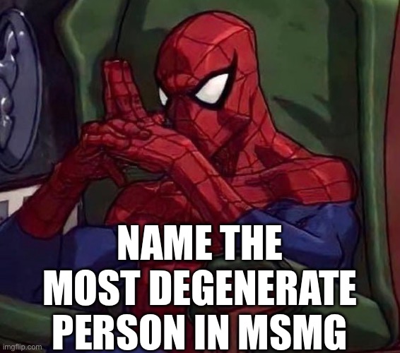 Probably me ngl idk | NAME THE MOST DEGENERATE PERSON IN MSMG | made w/ Imgflip meme maker
