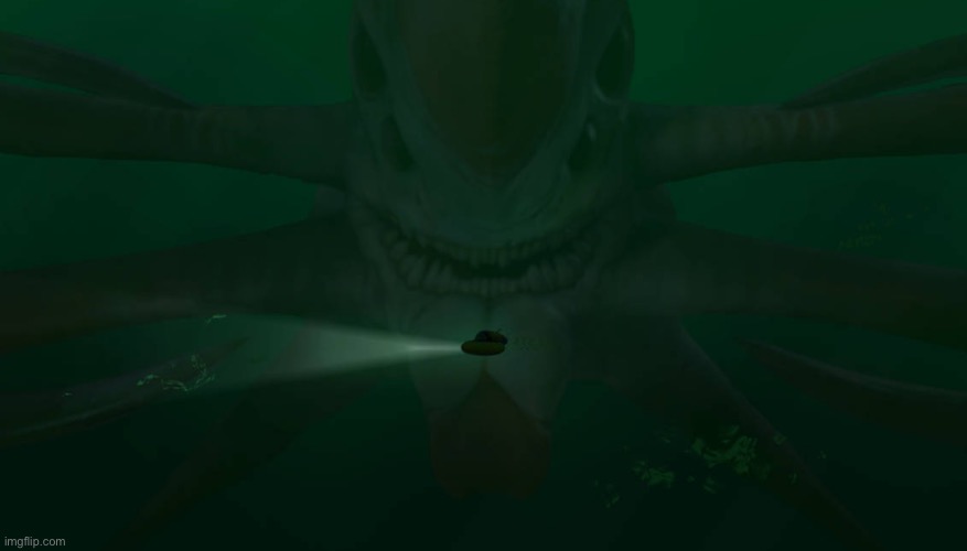 Reaper leviathan (inaccurate but makes it look more intimidating) | image tagged in subnautica,reaper leviathan | made w/ Imgflip meme maker