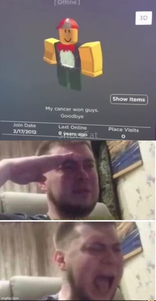 rip my man | image tagged in crying salute | made w/ Imgflip meme maker