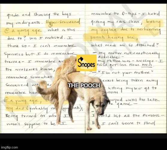 They sure did | THE POOCH | image tagged in snopes screwed the pooch ashley diary meme | made w/ Imgflip meme maker