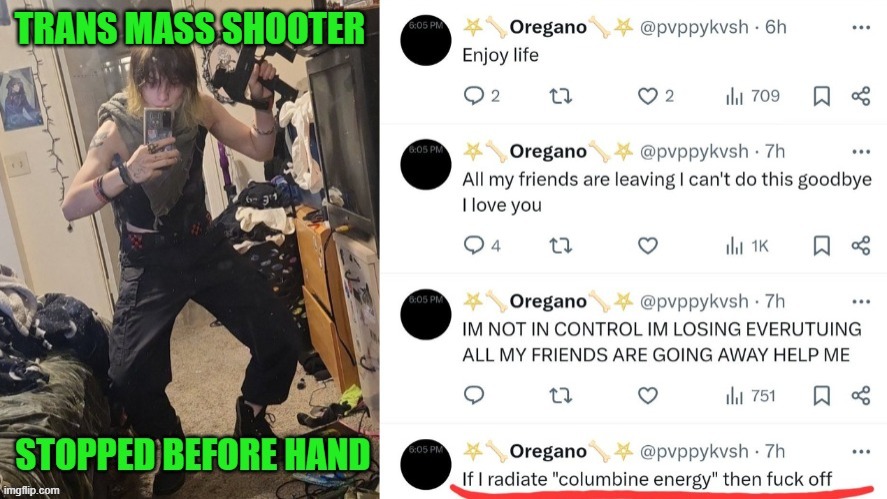 Another one bites the dust | image tagged in mass shooting,school shooter,lgbtq,lgbt,transgender,caught in 4k | made w/ Imgflip meme maker