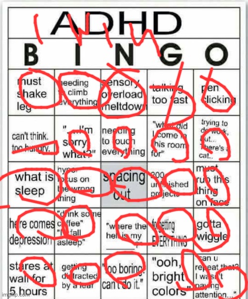Is this a good thing??? | image tagged in adhd bingo,i win | made w/ Imgflip meme maker