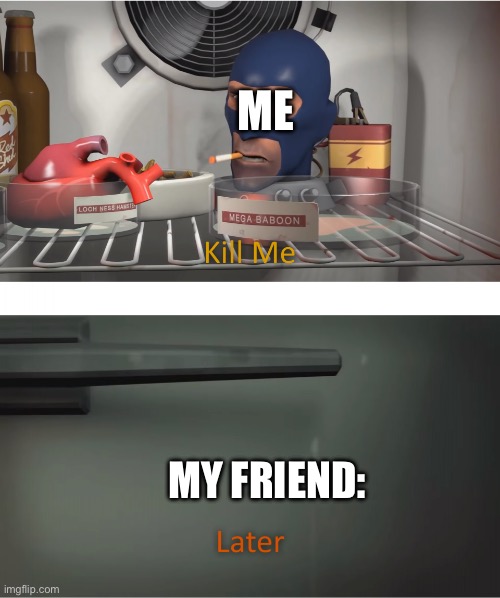 Kill me | ME MY FRIEND: | image tagged in kill me | made w/ Imgflip meme maker