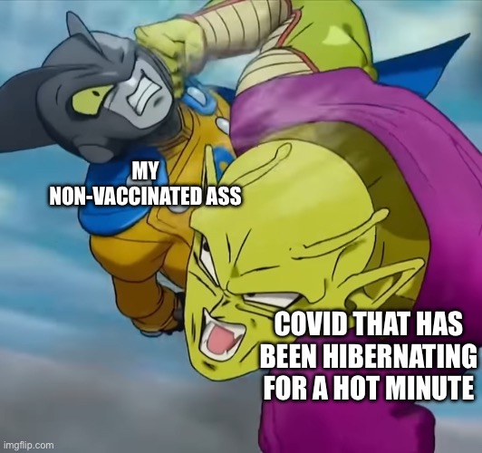I won’t be posting here cause of it, you can still find be on YouTube under the same name! | MY NON-VACCINATED ASS; COVID THAT HAS BEEN HIBERNATING FOR A HOT MINUTE | image tagged in piccolo and gamma 2,anime,covid-19,beatin my ass rn,sick as hell,dbssh | made w/ Imgflip meme maker