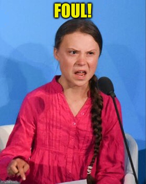 Greta Thunberg how dare you | FOUL! | image tagged in greta thunberg how dare you | made w/ Imgflip meme maker