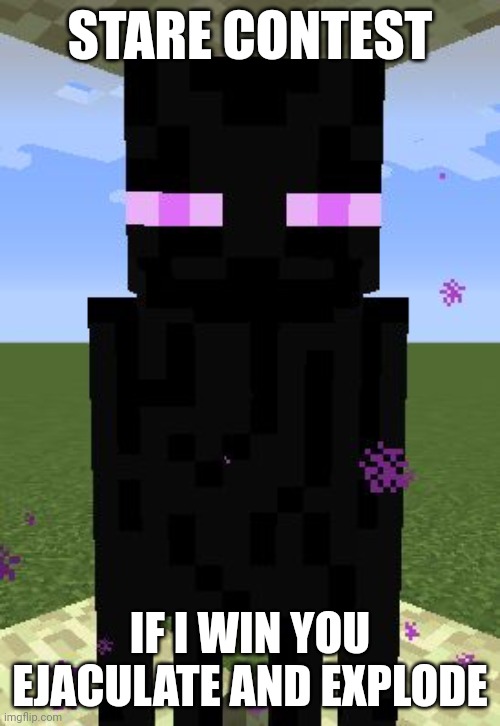 ! ! ! ! ! | STARE CONTEST; IF I WIN YOU EJACULATE AND EXPLODE | image tagged in enderman | made w/ Imgflip meme maker