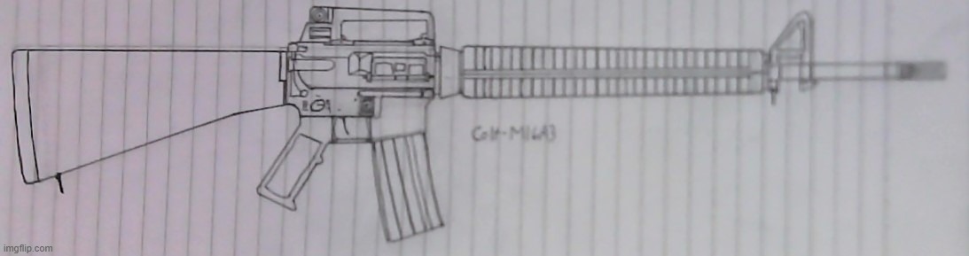 Drawing of a Colt M16A3 | image tagged in colt,m16,military,assault rifle,rifle | made w/ Imgflip meme maker