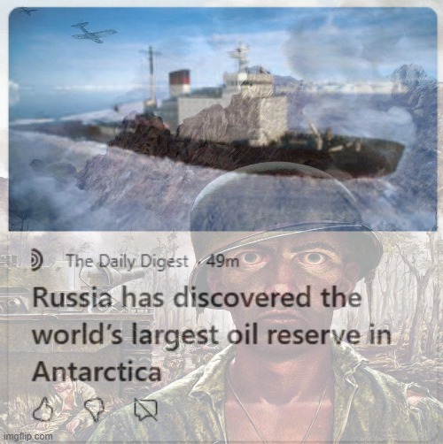 there's a map in Battlefield 2042 that takes place on a russian oil field, in antarctica | made w/ Imgflip meme maker