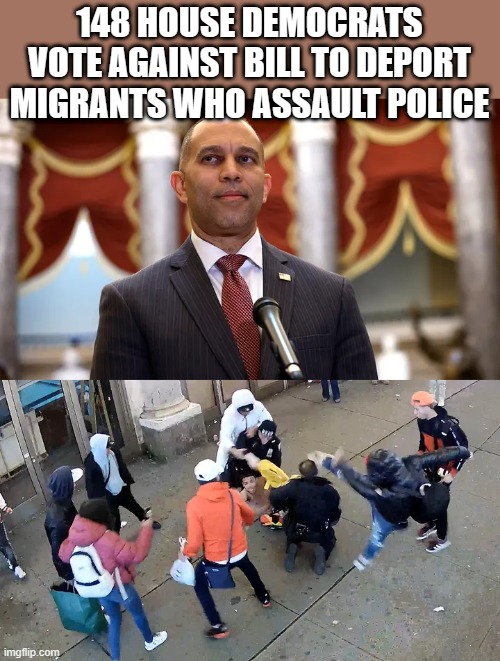 DESTROY from in by the enemies within. DEMradicals | 148 HOUSE DEMOCRATS VOTE AGAINST BILL TO DEPORT MIGRANTS WHO ASSAULT POLICE | image tagged in america,haters,democrats,nwo,psychopaths and serial killers | made w/ Imgflip meme maker