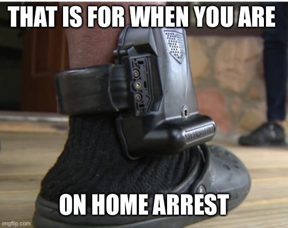 Ankle monitor | THAT IS FOR WHEN YOU ARE ON HOME ARREST | image tagged in ankle monitor | made w/ Imgflip meme maker