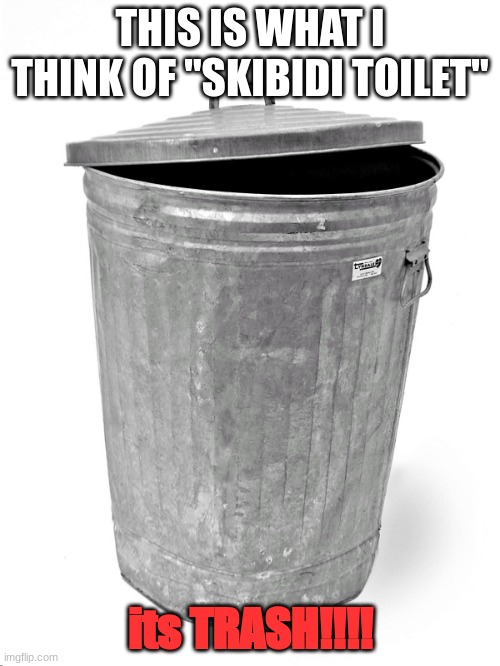 skibidi=trash | THIS IS WHAT I THINK OF "SKIBIDI TOILET"; its TRASH!!!! | image tagged in trash can | made w/ Imgflip meme maker