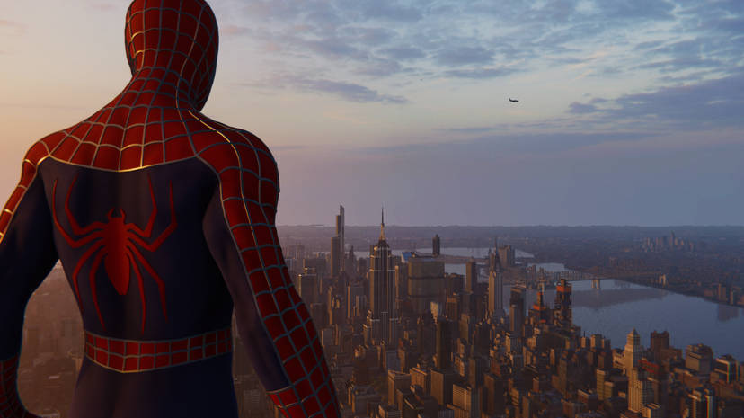 Spider Man overlooking the city Blank Meme Template