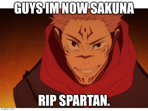 my new name | GUYS IM NOW SAKUNA; RIP SPARTAN. | image tagged in black flash,this tag is not important | made w/ Imgflip meme maker
