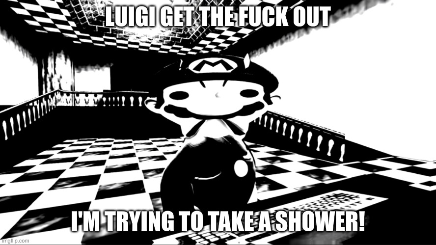 Very angry mario | LUIGI GET THE FUCK OUT I'M TRYING TO TAKE A SHOWER! | image tagged in very angry mario | made w/ Imgflip meme maker