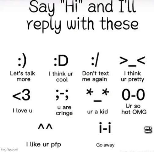 send | OWU (L  LIKE U) | image tagged in say hi and i'll reply with | made w/ Imgflip meme maker