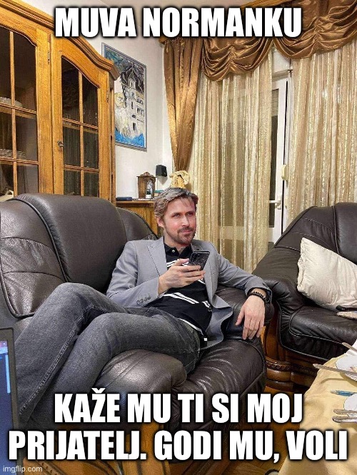 MUVA NORMANKU; KAŽE MU TI SI MOJ PRIJATELJ. GODI MU, VOLI | made w/ Imgflip meme maker