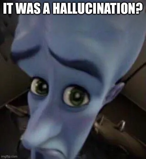megamind no b | IT WAS A HALLUCINATION? | image tagged in megamind no b | made w/ Imgflip meme maker