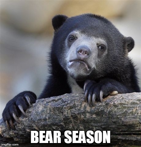 Confession Bear Meme | BEAR SEASON | image tagged in memes,confession bear | made w/ Imgflip meme maker