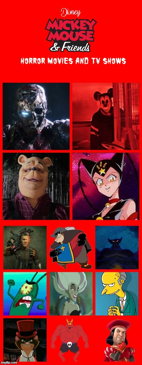 Mickey Mouse and Friends Horror Movies and TV Shows Villains Blank Meme Template