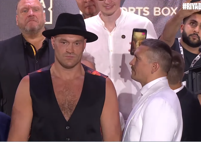 High Quality Usyk Fury Face-Off Blank Meme Template
