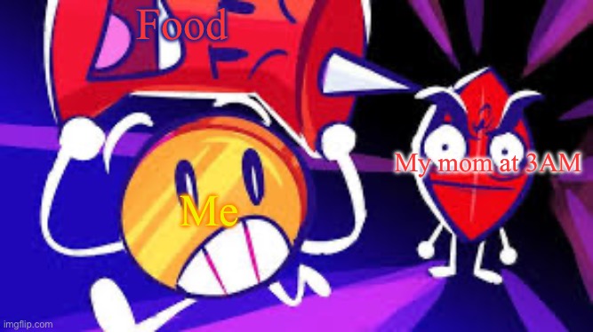 Running from problems: | Food; My mom at 3AM; Me | image tagged in running from problems | made w/ Imgflip meme maker