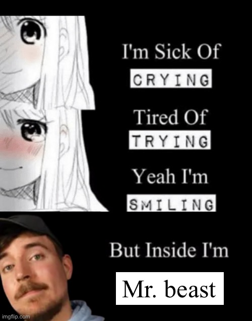 I'm Sick Of Crying | Mr. beast | image tagged in i'm sick of crying | made w/ Imgflip meme maker