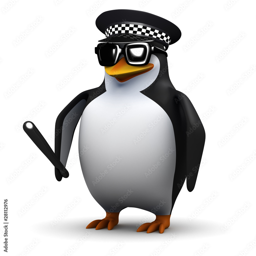 3D penguin in police costume Blank Meme Template