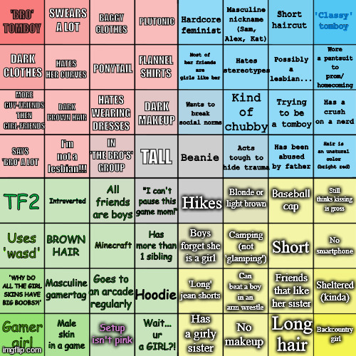 tomboy compass bingo | image tagged in the tomboy bingo,tomboy compass bingo | made w/ Imgflip meme maker