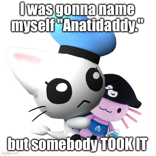 ITS JUST MY NAME WITH A PERIOD | I was gonna name myself "Anatidaddy."; but somebody TOOK IT | image tagged in phin | made w/ Imgflip meme maker