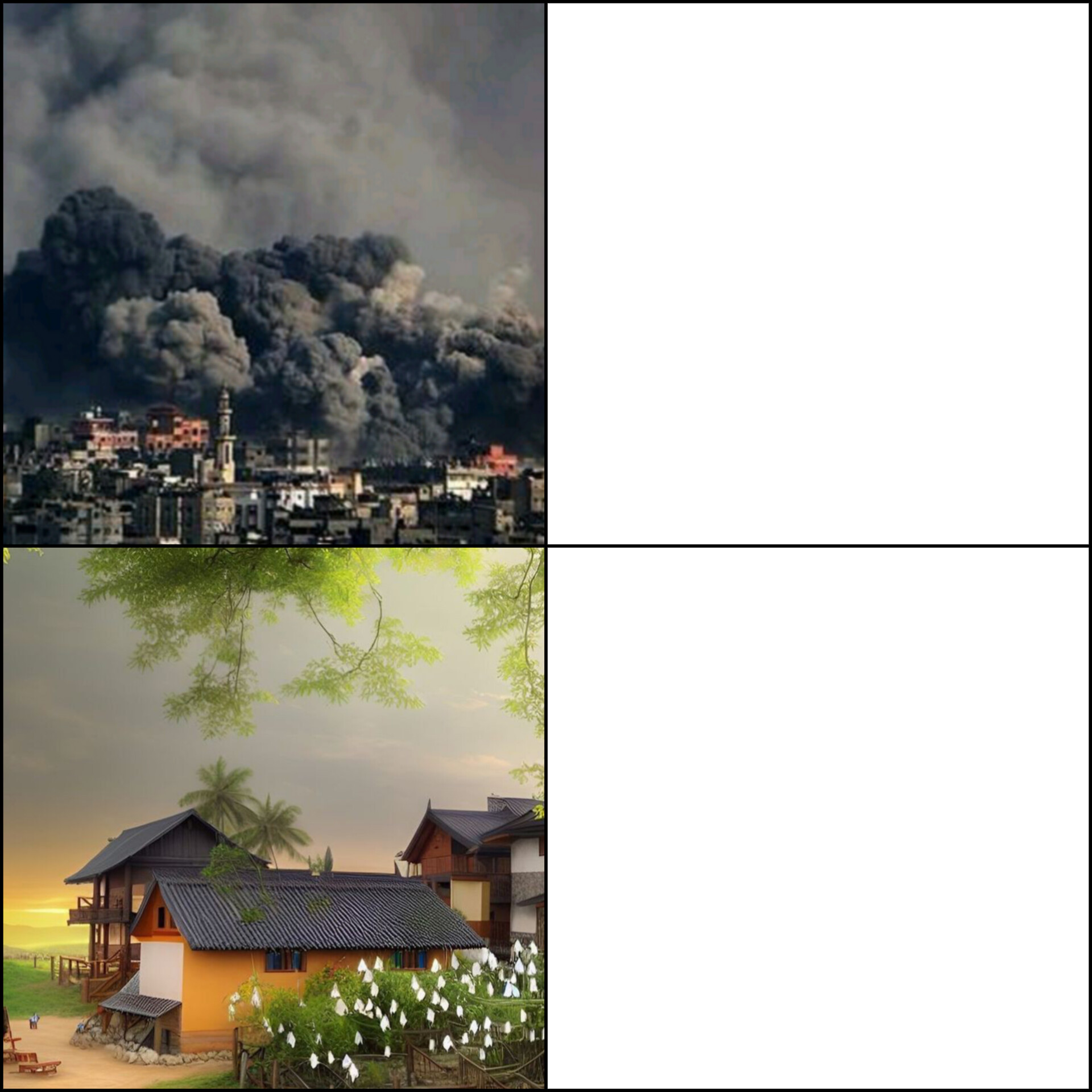 World With vs World Without Blank Meme Template