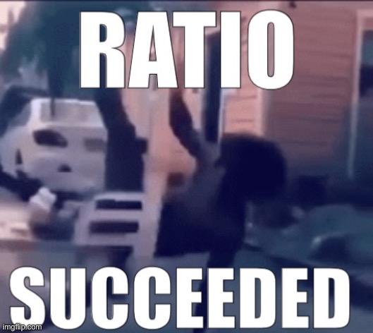 Ratio succeeded | image tagged in ratio succeeded | made w/ Imgflip meme maker