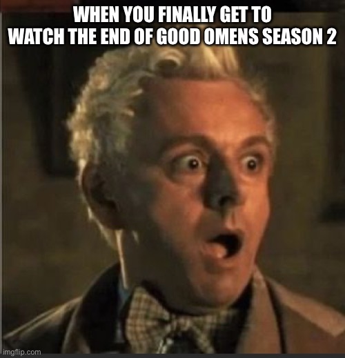 <3 Crowley x A.Z Phale (I can’t spell) | WHEN YOU FINALLY GET TO WATCH THE END OF GOOD OMENS SEASON 2 | image tagged in fandom | made w/ Imgflip meme maker