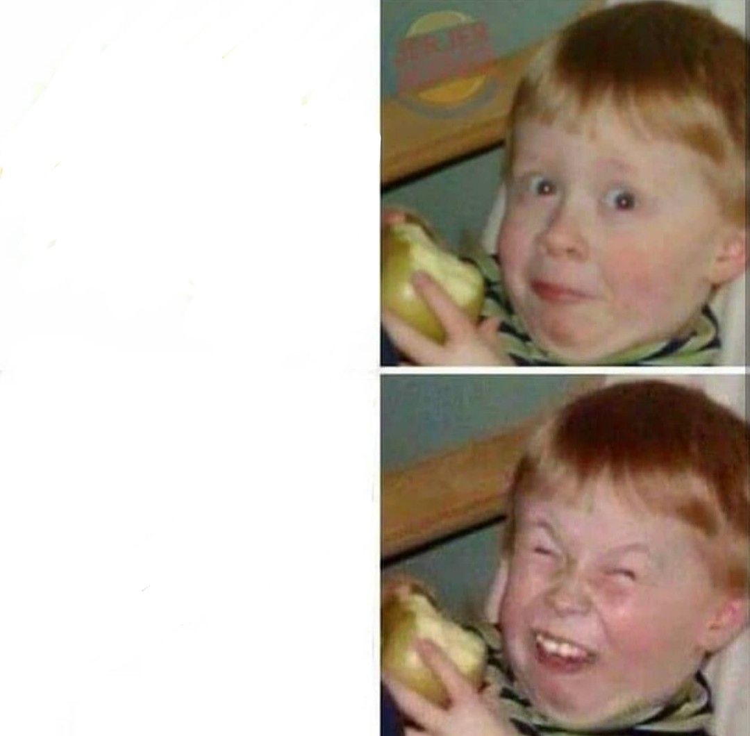 Boy with Apple - Before and After Blank Meme Template