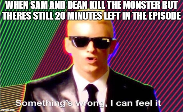 Supernatural | WHEN SAM AND DEAN KILL THE MONSTER BUT THERES STILL 20 MINUTES LEFT IN THE EPISODE | image tagged in something s wrong,why are you reading the tags | made w/ Imgflip meme maker