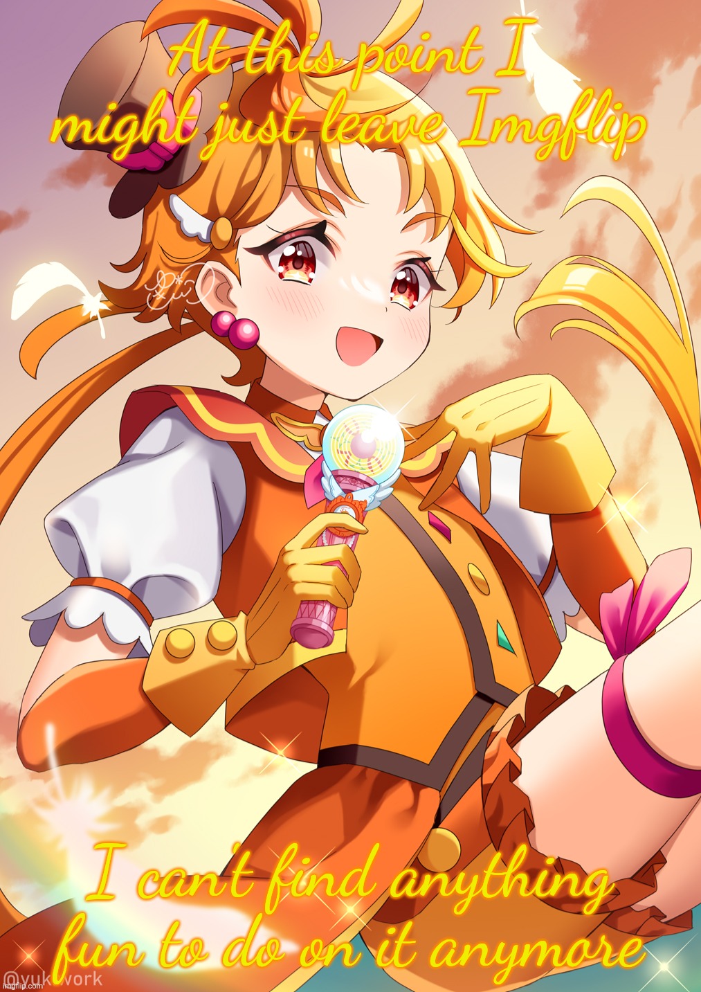 Cure Wing | At this point I might just leave Imgflip; I can't find anything fun to do on it anymore | image tagged in cure wing | made w/ Imgflip meme maker