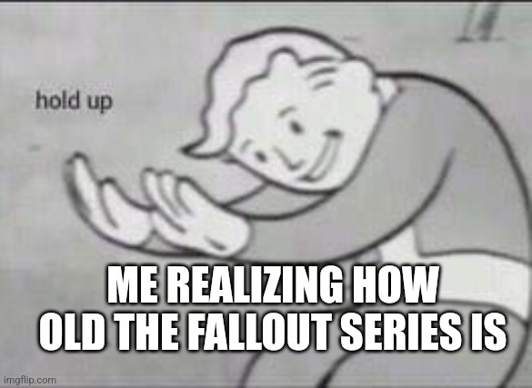 Wow | ME REALIZING HOW OLD THE FALLOUT SERIES IS | image tagged in fallout hold up | made w/ Imgflip meme maker