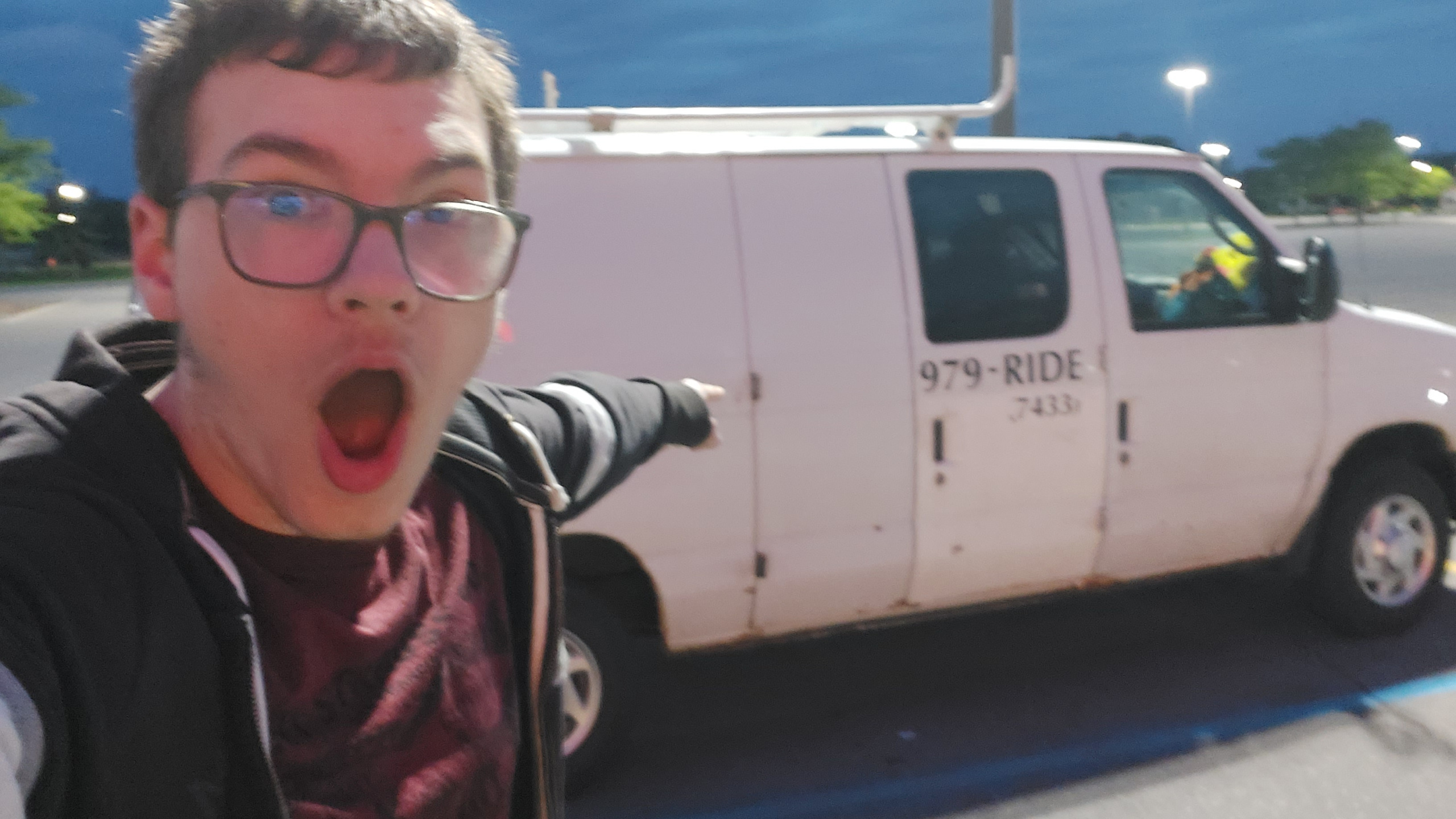 guy pointing at a van Blank Meme Template