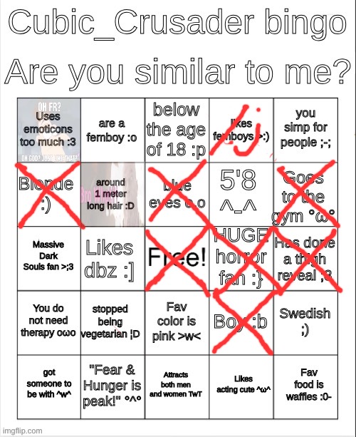 2nd worst bingo I’ve ever done | image tagged in cubic_crusader bingo - | made w/ Imgflip meme maker
