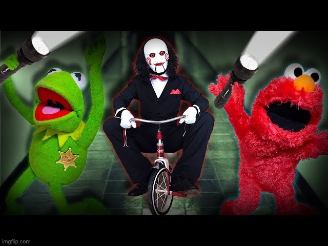 image tagged in kermit the frog,elmo,jigsaw | made w/ Imgflip meme maker