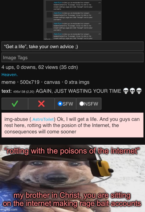 wah wah, go tell Reddit | “rotting with the poisons of the internet”; my brother in Christ, you are sitting on the internet making rage bait accounts | image tagged in chucklenuts | made w/ Imgflip meme maker