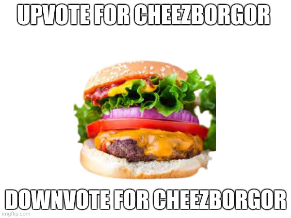 UPVOTE FOR CHEEZBORGOR; DOWNVOTE FOR CHEEZBORGOR | made w/ Imgflip meme maker