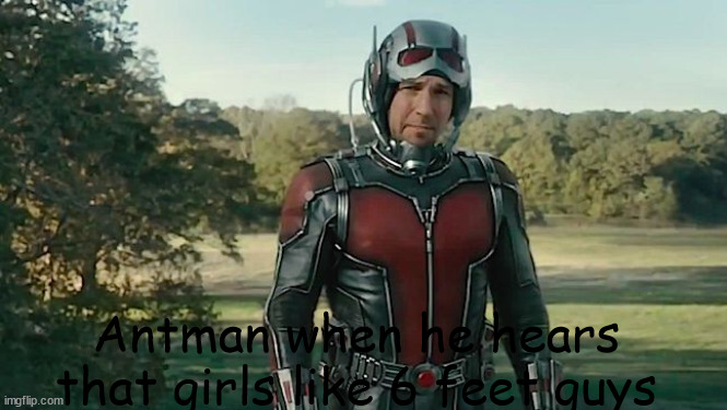 antman | Antman when he hears that girls like 6 feet guys | image tagged in antman | made w/ Imgflip meme maker