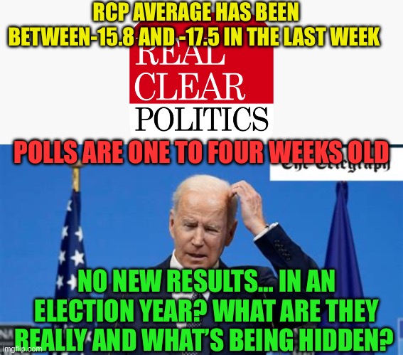 Very little polling during Democratic biased Trump “trial” | RCP AVERAGE HAS BEEN BETWEEN-15.8 AND -17.5 IN THE LAST WEEK; POLLS ARE ONE TO FOUR WEEKS OLD; NO NEW RESULTS… IN AN ELECTION YEAR? WHAT ARE THEY REALLY AND WHAT’S BEING HIDDEN? | image tagged in gifs,biden,democrats,polls,fake news,biased media | made w/ Imgflip meme maker